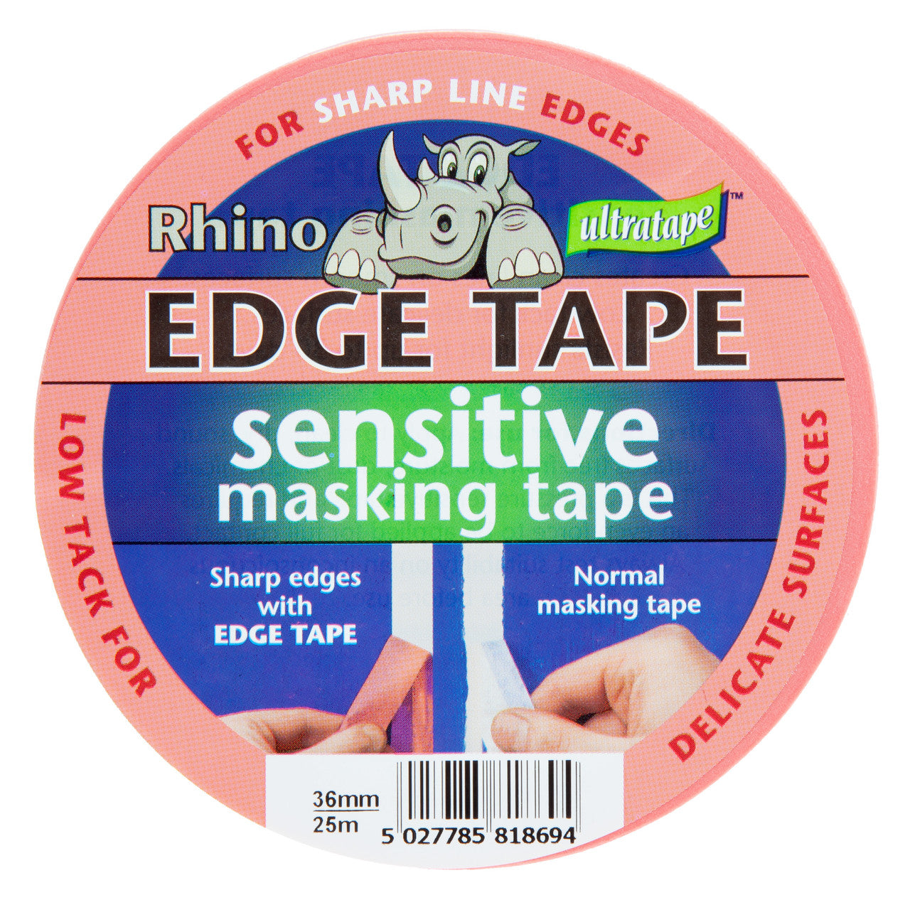 Ultratape Rhino Sensitive Edge Tape Pink 36mm x 25m Low tack 00723625RH