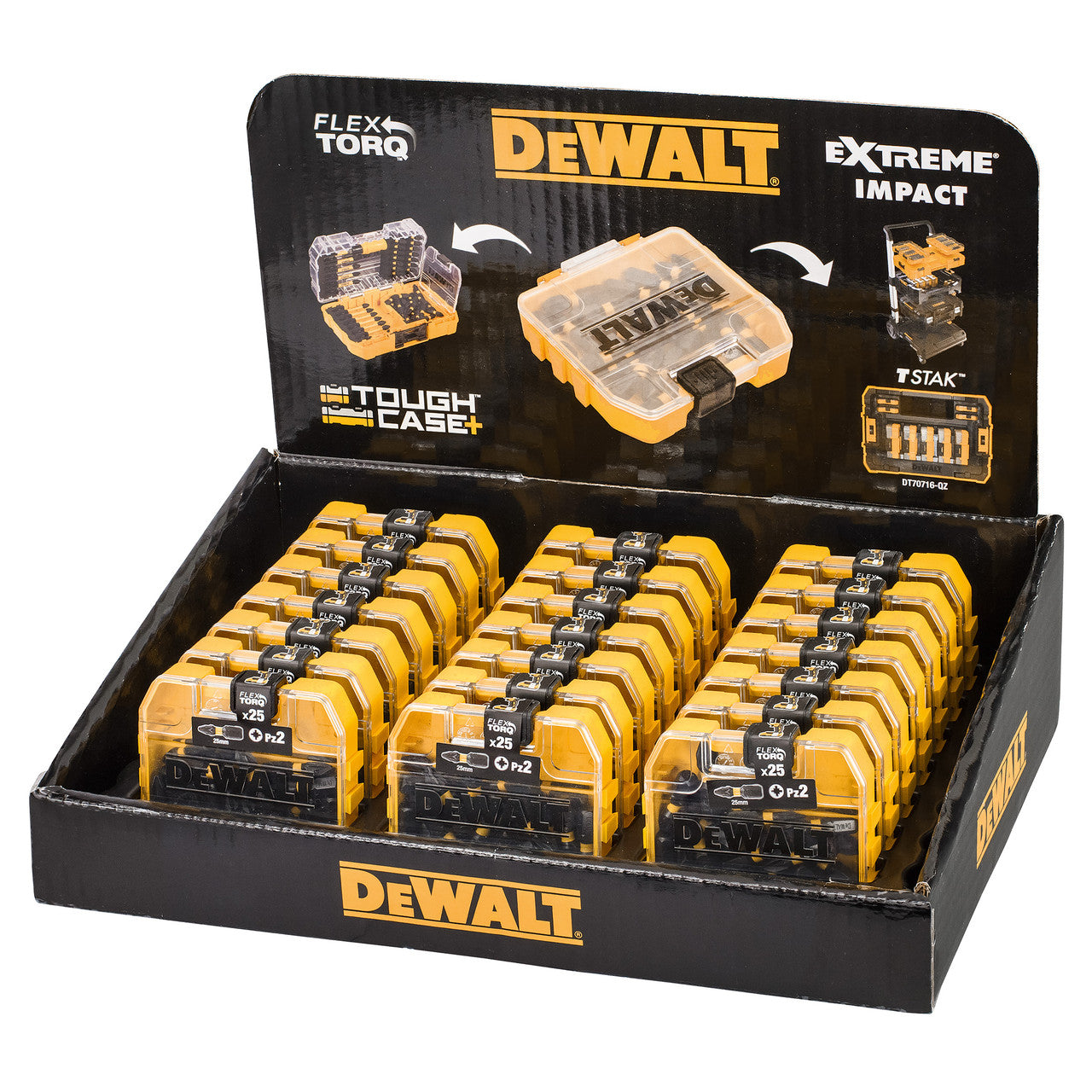 Dewalt Extreme FLEXTORQ PZ2 Screwdriver Bits 25mm Pack of 25 DT70556T