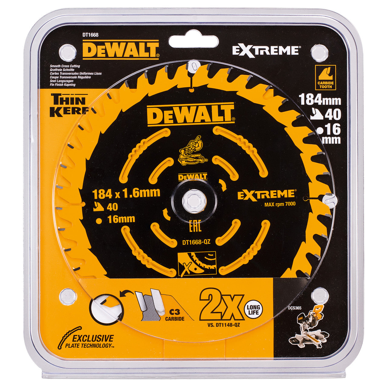 Dewalt EXTREME 2nd Fix Circular Saw Blade 184mm x 16mm 40T DT1668