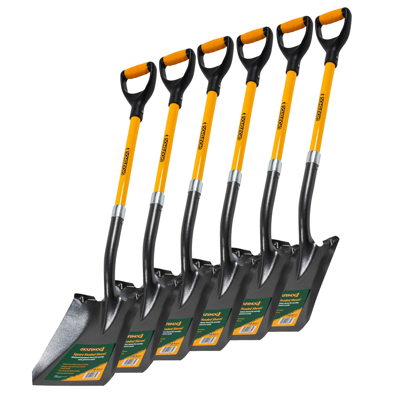 Groundhog Square Mouthed Shovel Pack of 6 Heavy Duty Steel Blade G1300008-6