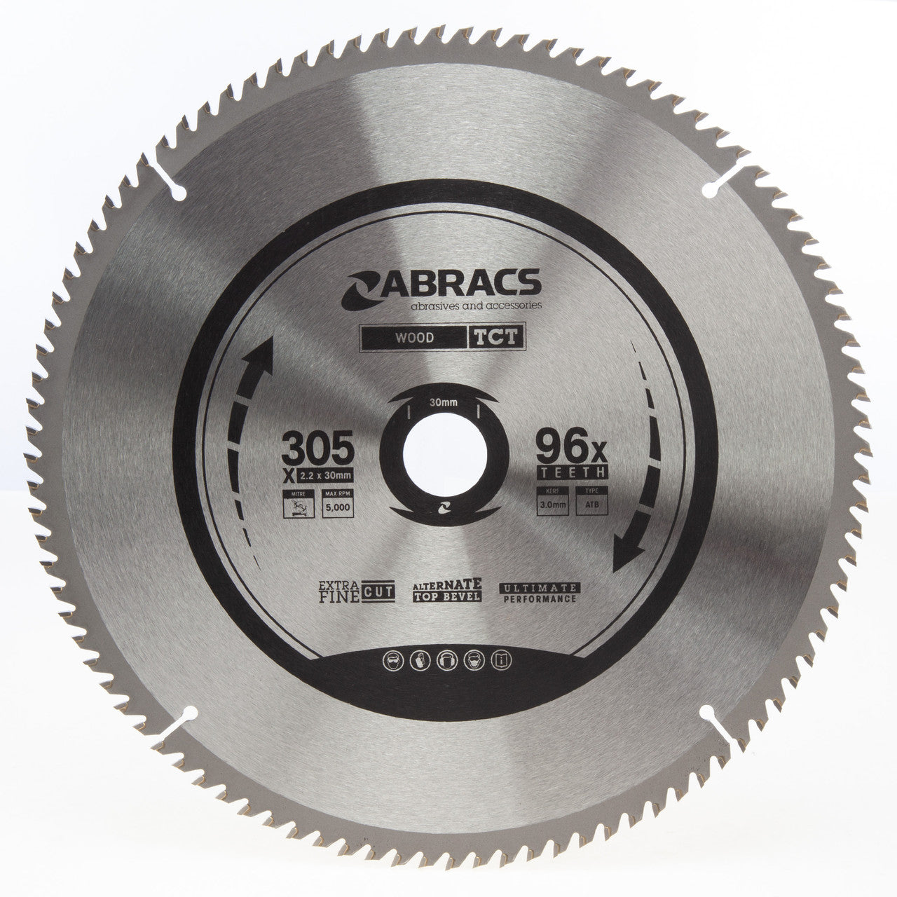 Abracs TCT Circular Saw Blade for Wood 305 x 30mm x 96T TCT30596