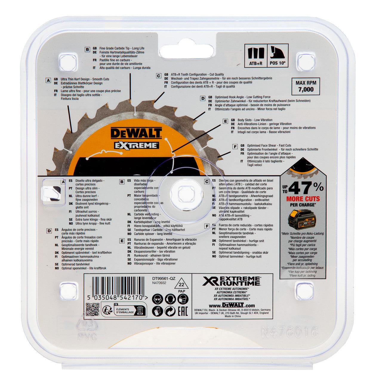 Dewalt Extreme Runtime Multi Purpose Mitre Saw Blade 165 x 20mm x 42T DT99561