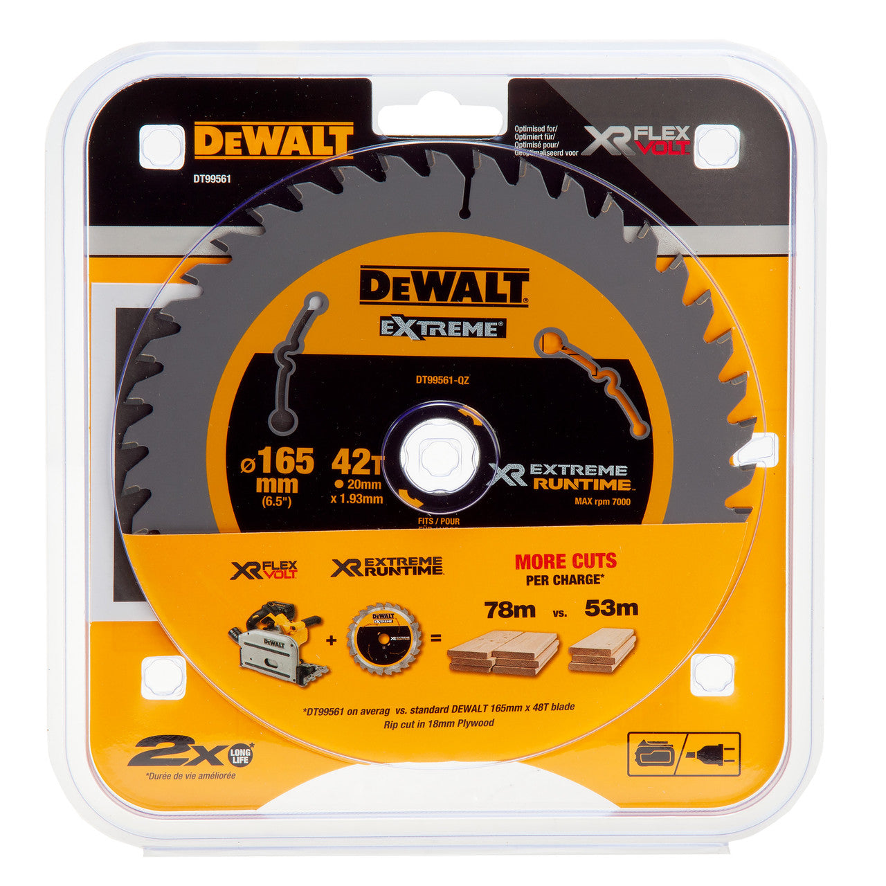 Dewalt Extreme Runtime Multi Purpose Mitre Saw Blade 165 x 20mm x 42T DT99561