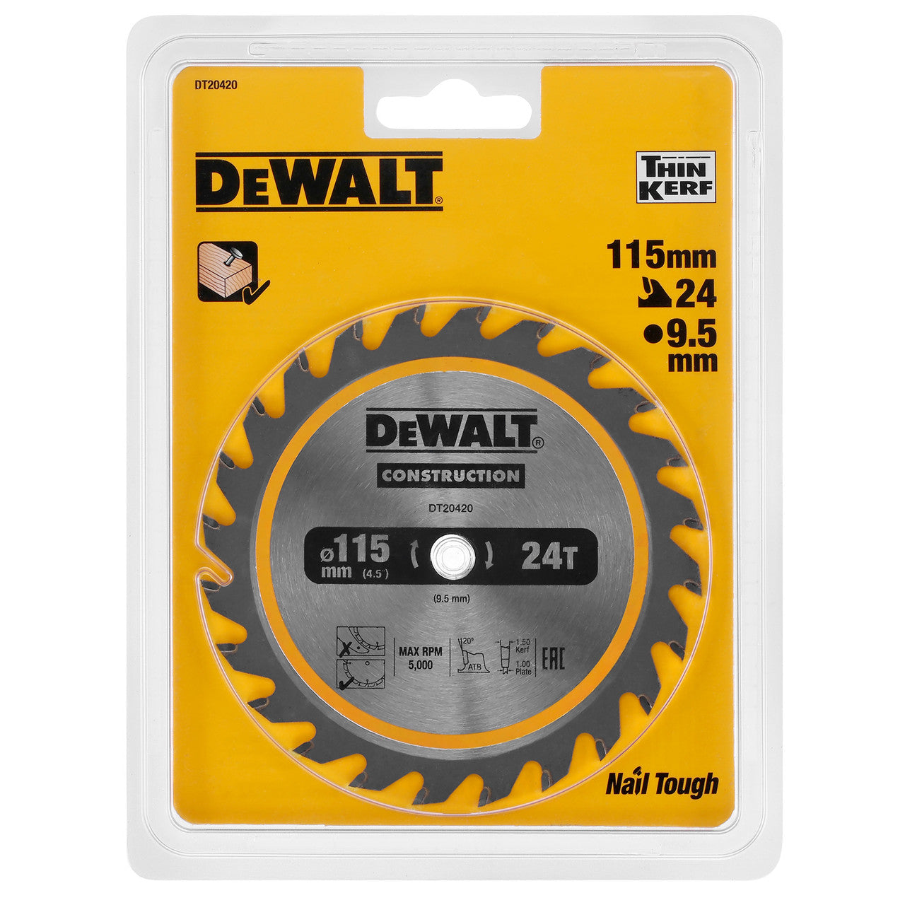 Dewalt TCT Circular Saw Blade for DCS571 115 x 9.5mm x 24T DT20420