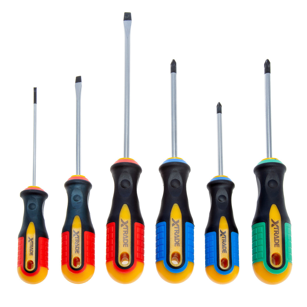 XTrade Screwdriver Set 6 Piece Colour Coded Magnetic Tip Non Slip Grip X0900063