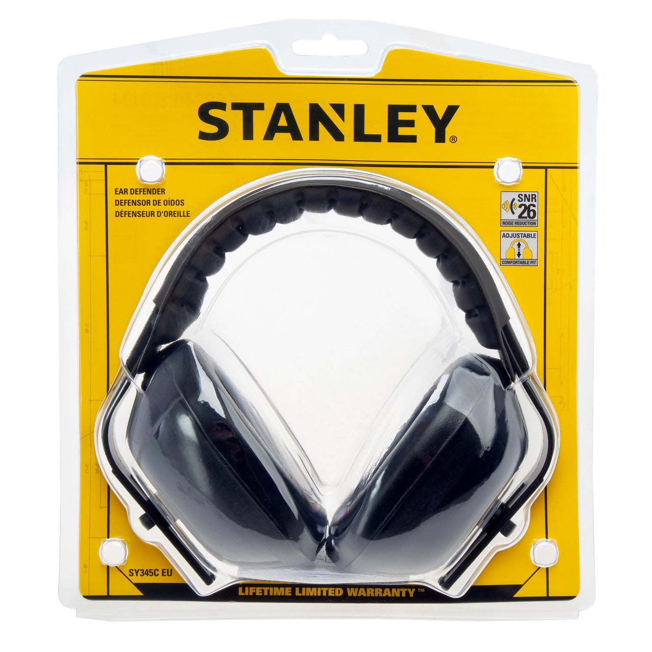 Stanley Adjustable Padded Ear Defenders Reduces Noise By 26 Decibels SY345C EU