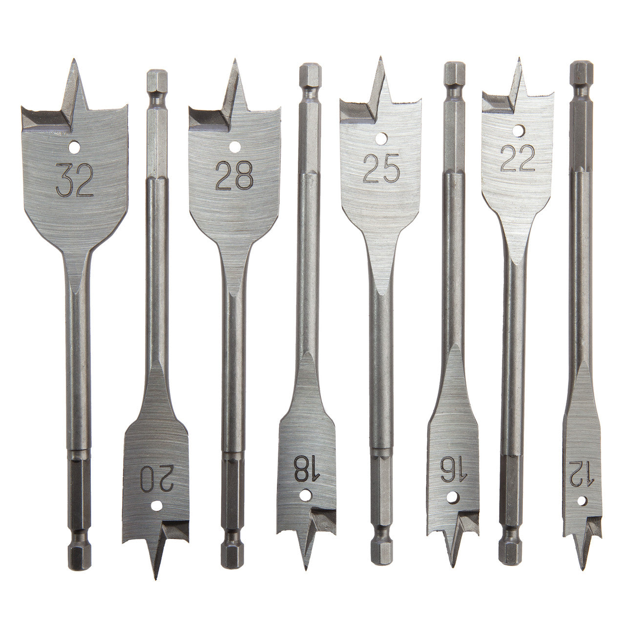 Bahco Flat Drill Bit Set for Wood 8 Piece 12 - 32mm 1/4 inch shank 9629-SET-8