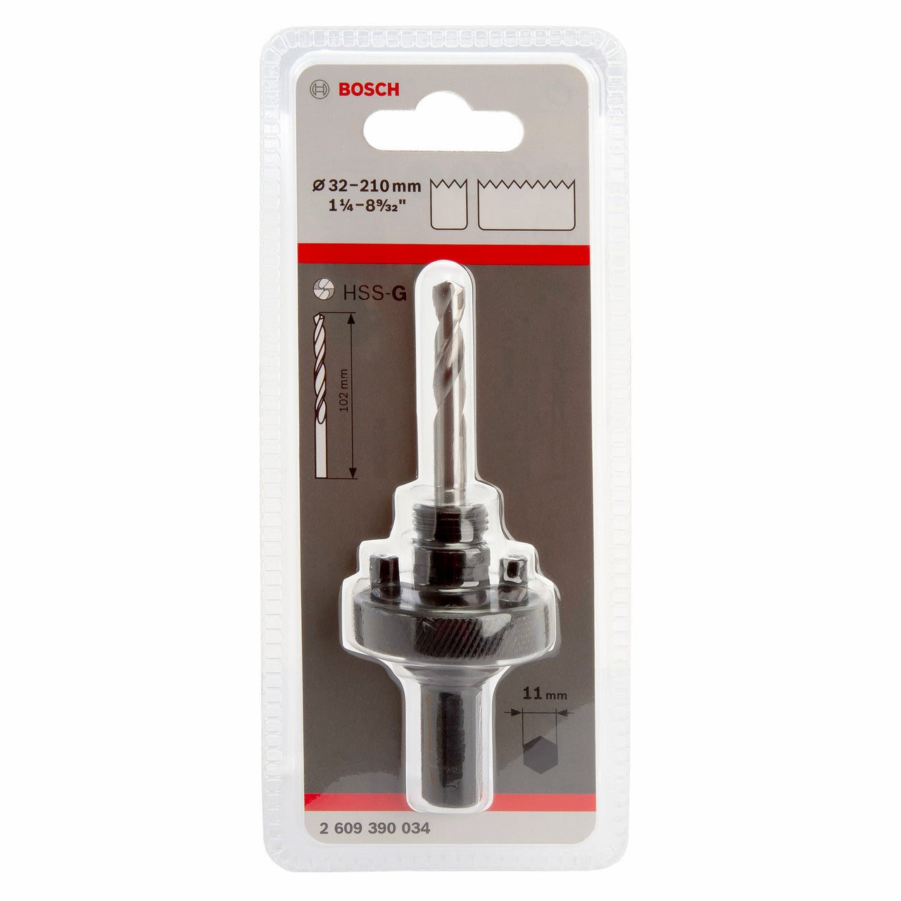 Bosch 11mm Hex Shank Hole Saw Arbor 32-210mm HSS-G 2609390034