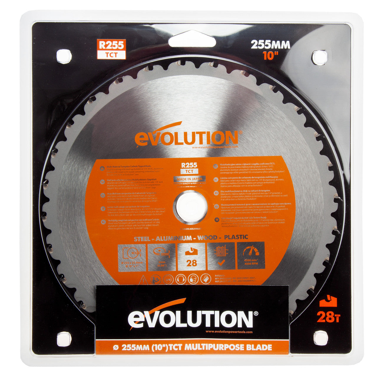Evolution TCT Multi Purpose Circular Saw Blade 255 x 25.4mm x 28T R255