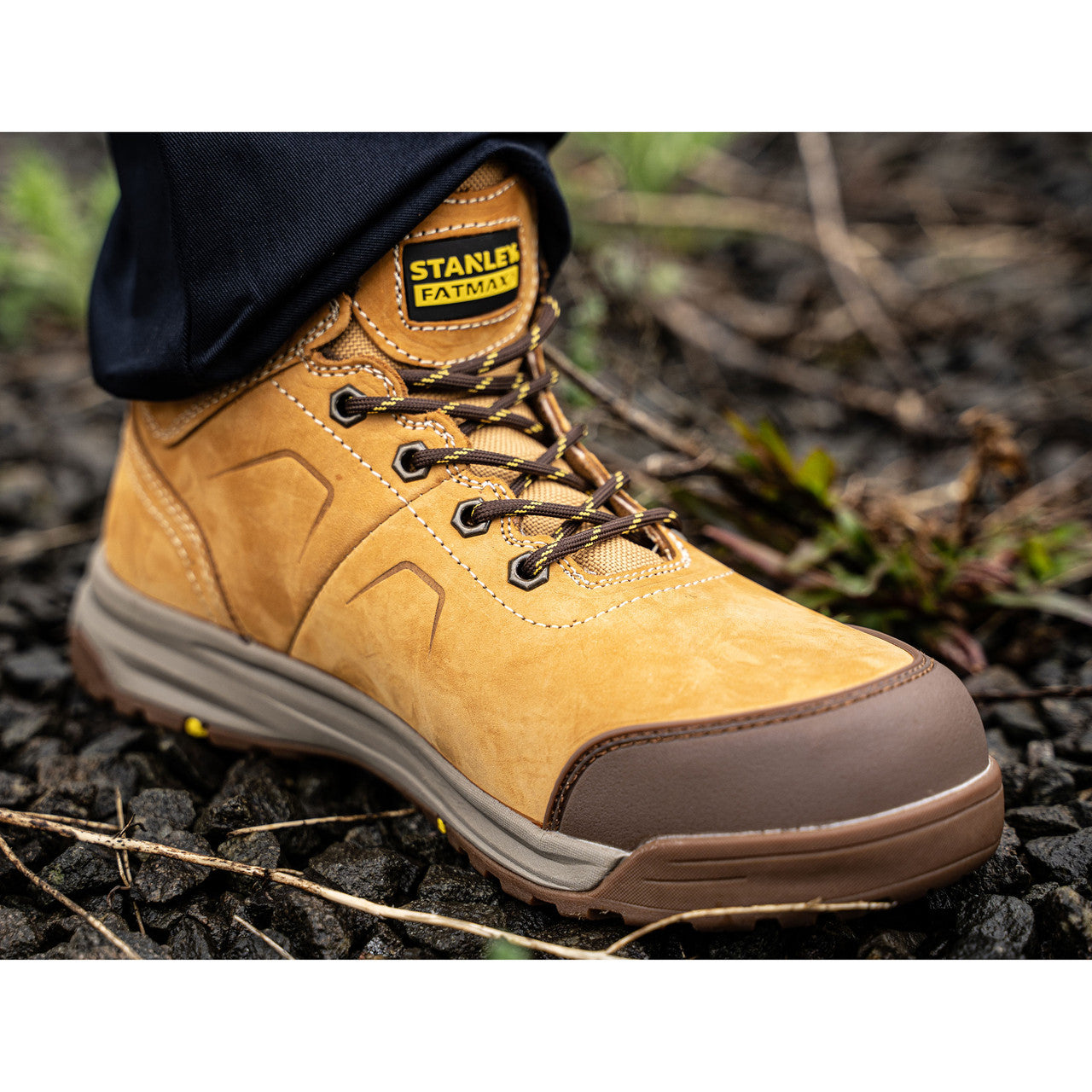 Stanley FatMax Bergen Safety Boots Honey Steel Toe And Midsole Size 8
