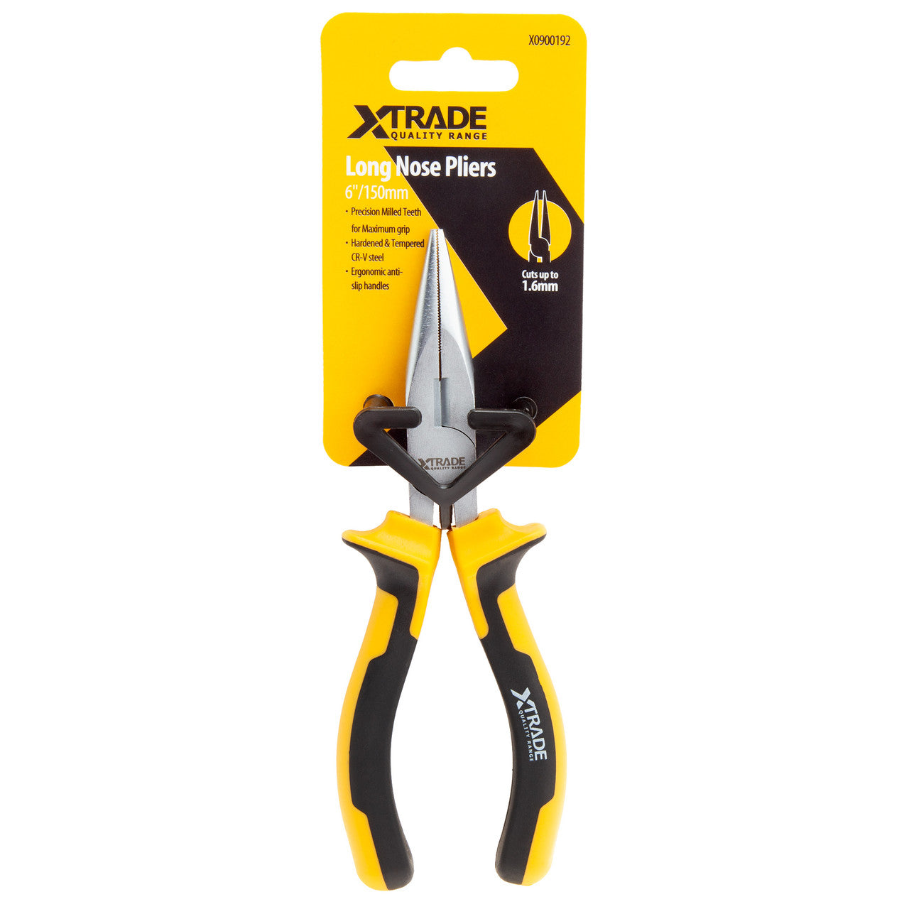 XTrade Long Nose Pliers 6" 150mm With Side cutter Serrated jaws X0900192