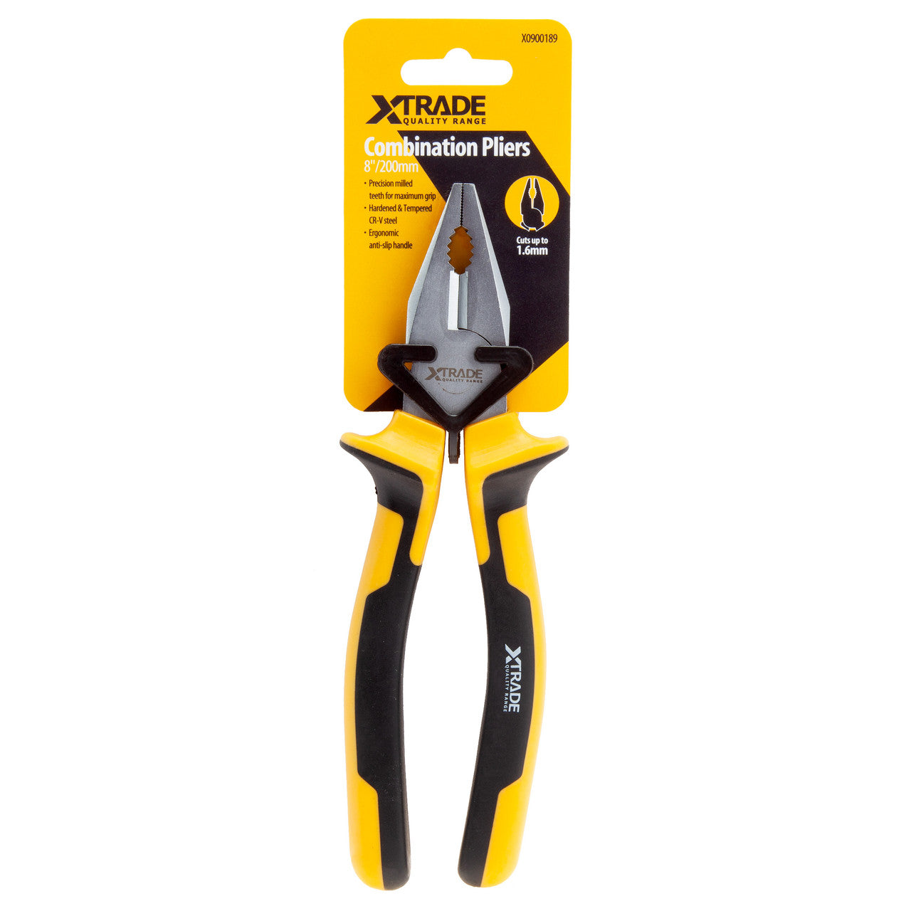 XTrade Combination Pliers 8" 200mm Cuts up to 1.6mm comfortable grip X0900189