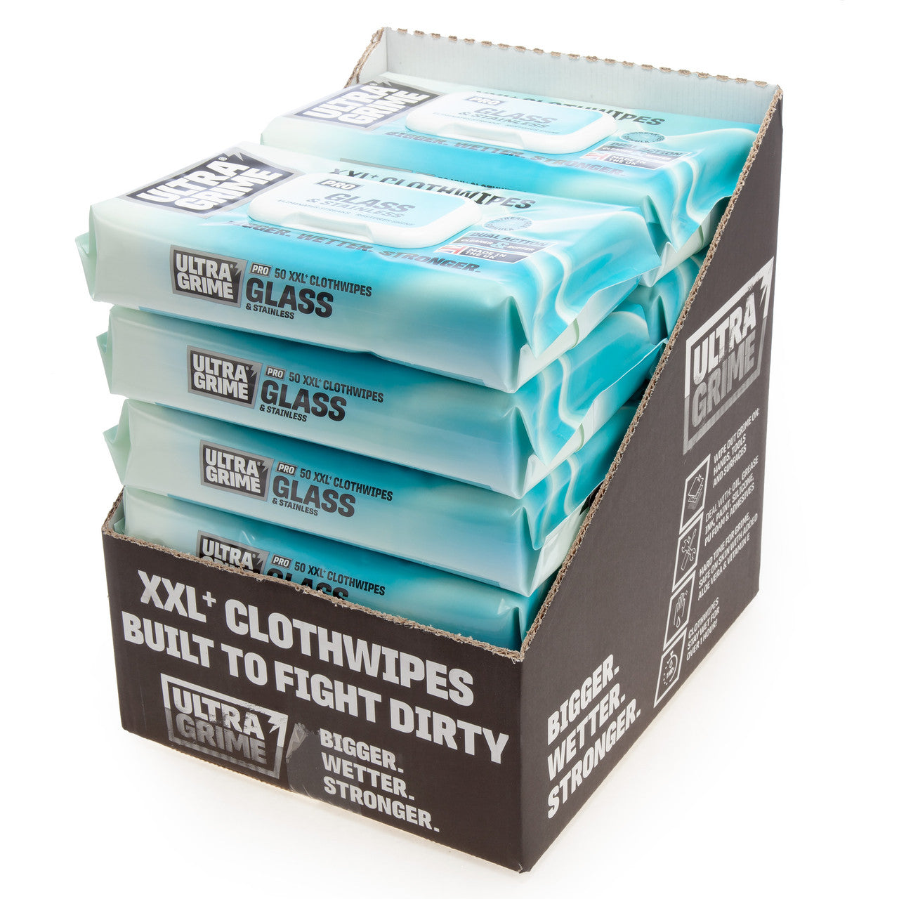 UltraGrime Pro 5980 Glass & Stainless XXL+ Clothwipes (50 Pack x 12 in CDU)