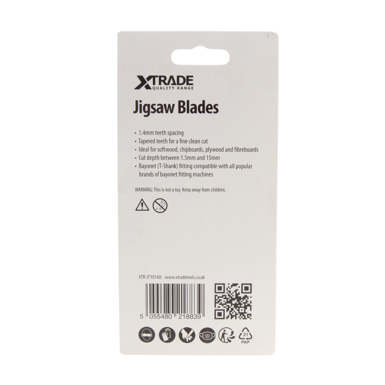 XTrade HSS T-shank Wood Cutting Jigsaw Blades Pack Of 5 TPI 18 JT101AO