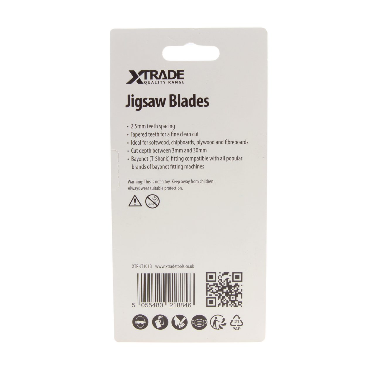 XTrade HSS T-shank Clean Cutting Wood Jigsaw Blades Pack Of 5 TPI 10 JT101B