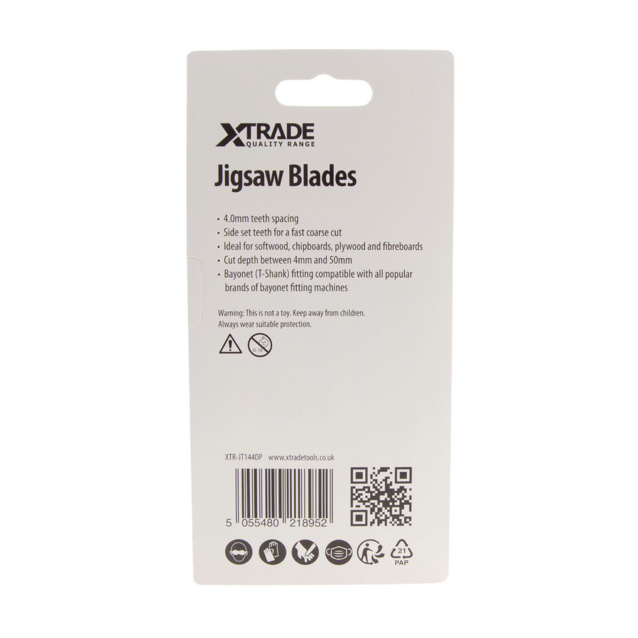 XTrade HSS T-shank Precision for Wood Jigsaw Blades Pack Of 5 TPI 6 JT144DP