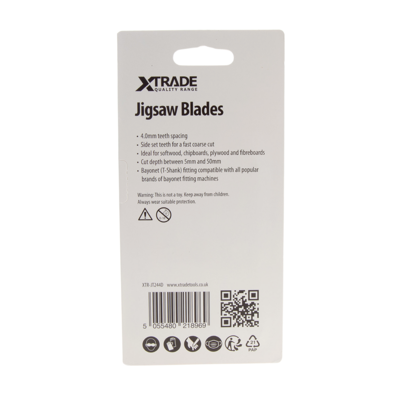 XTrade T-shank Speed Cutting Wood Jigsaw Blades Pack Of 5 TPI 6 JT244D