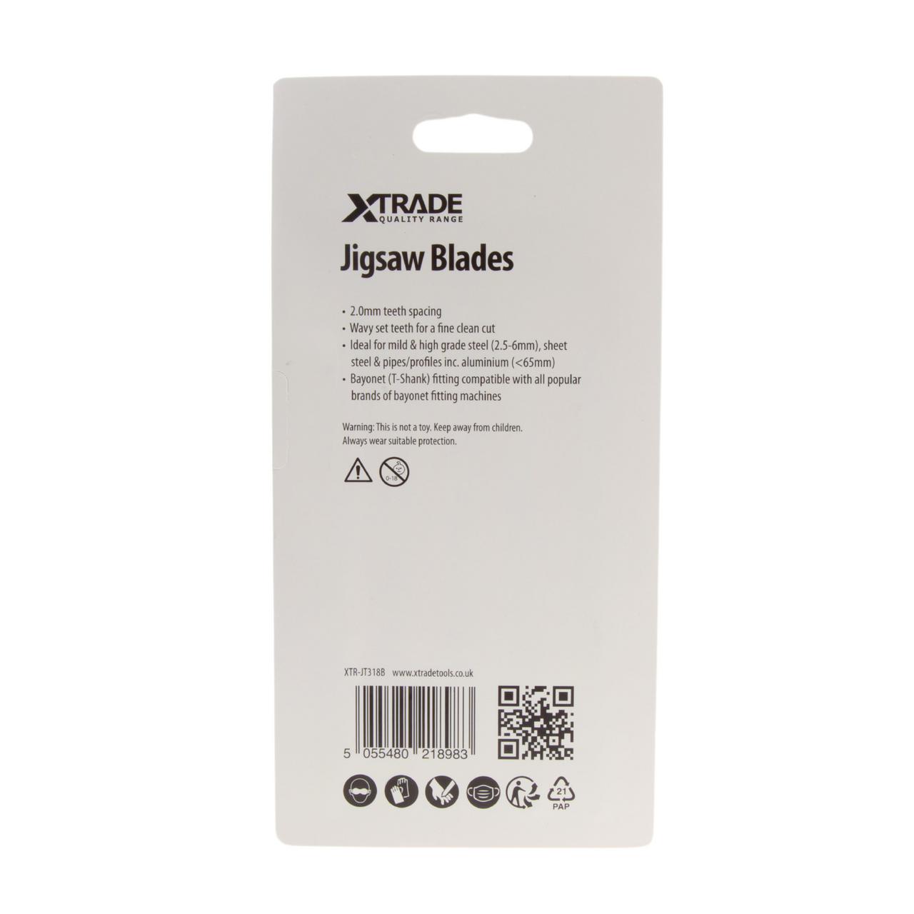 XTrade HSS T-shank Metal Cutting Jigsaw Blades Pack Of 5 TPI12 JT318B