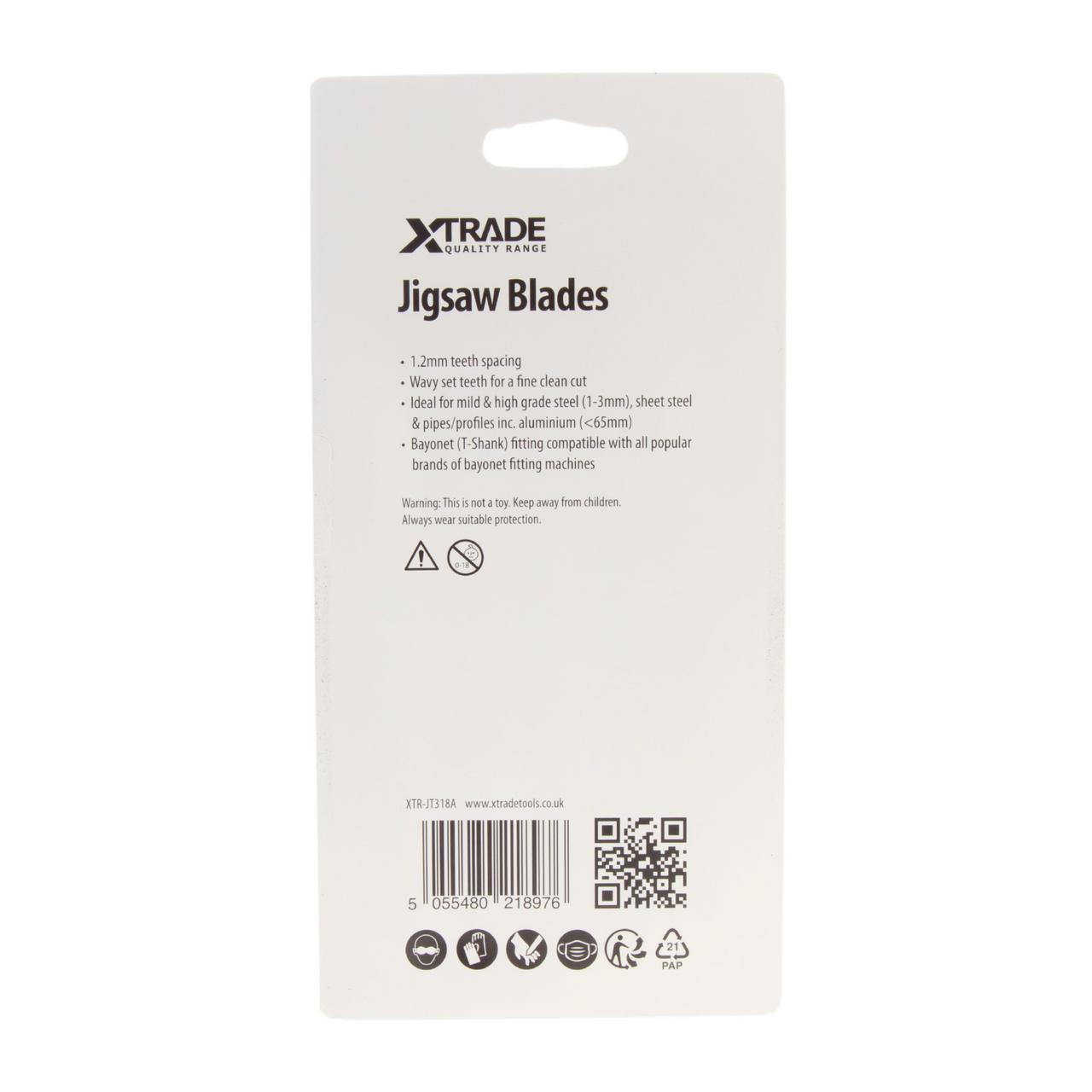 XTrade T-shank HSS Metal Cutting Jigsaw Blades Pack Of 5 TPI 21 JT318A