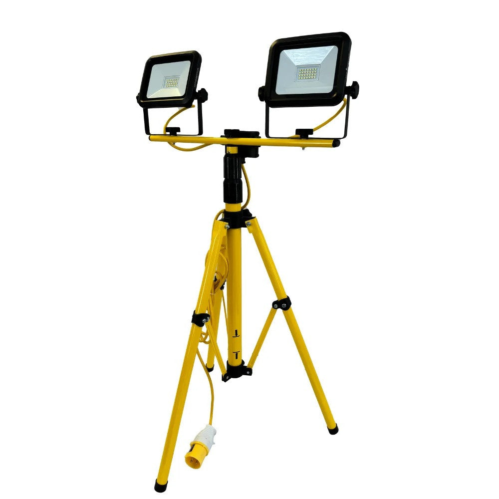 Connexion LED Telescopic Dual Head Tripod Light 2x20W 110V Cable 3mtr 10914