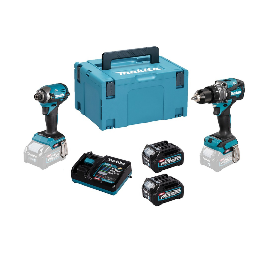 Makita 40VMax XGT Combi Drill & Impact Driver Kit 2 × 2.5Ah Batteries DK0176G205