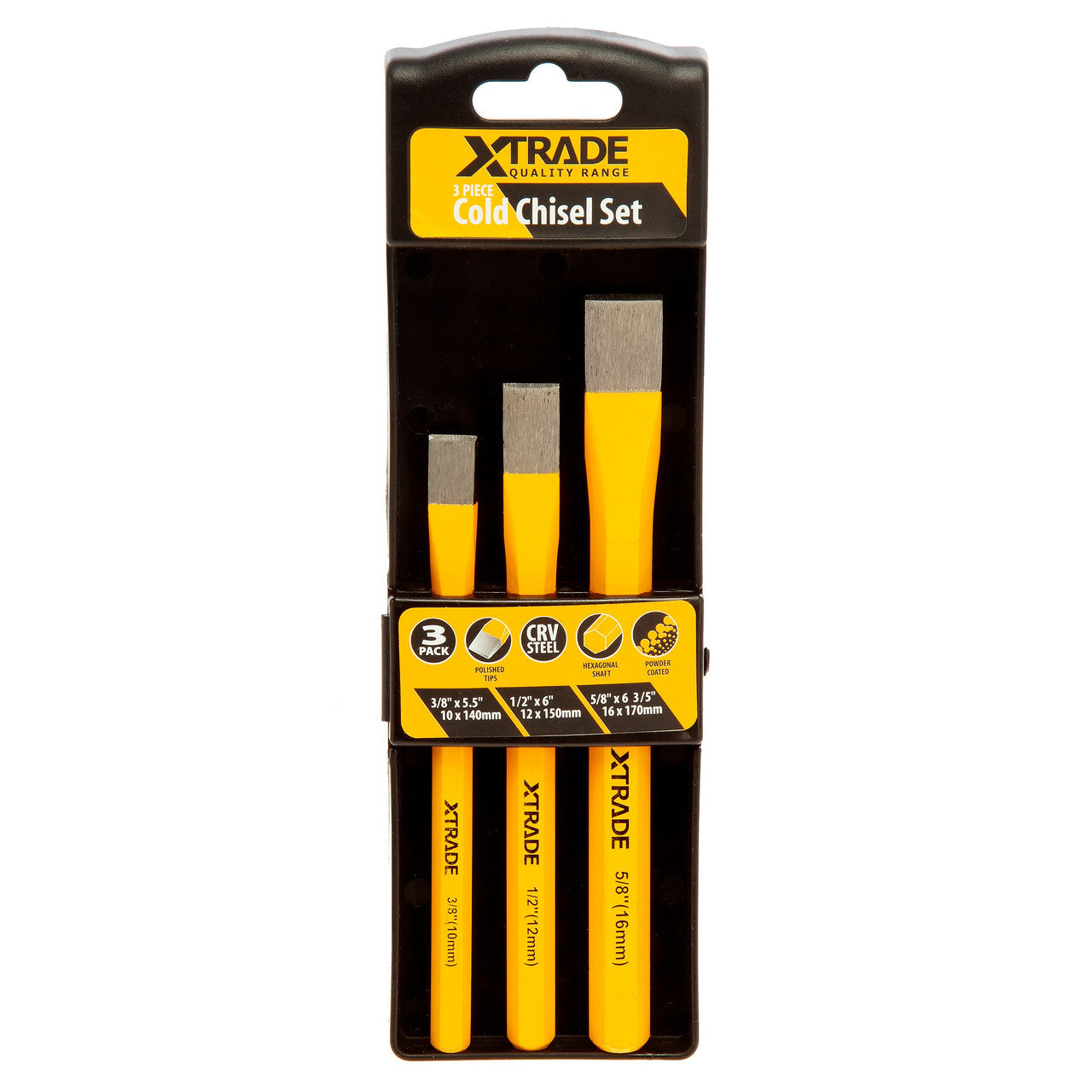 XTrade X0900233 Cold Chisel Set 10mm, 12mm & 16mm (3 Piece)