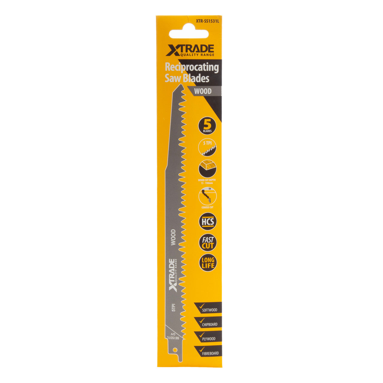 XTrade Top for Wood Reciprocating Saw Blades Pack of 5 SS1531L