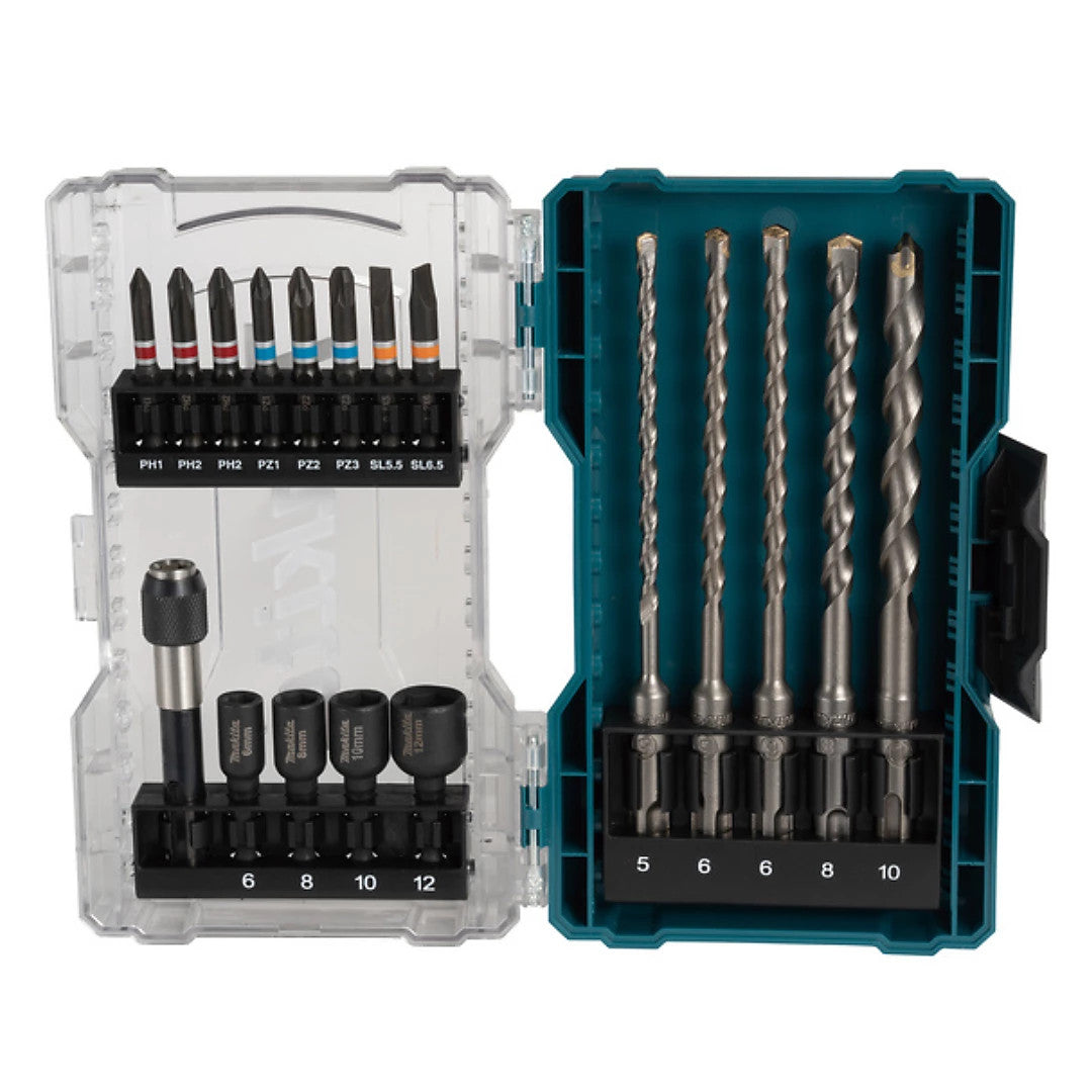 Makita 18 Piece SDS-PLUS Drill And Colour Coded Bit Set In Plastic Case E-07026