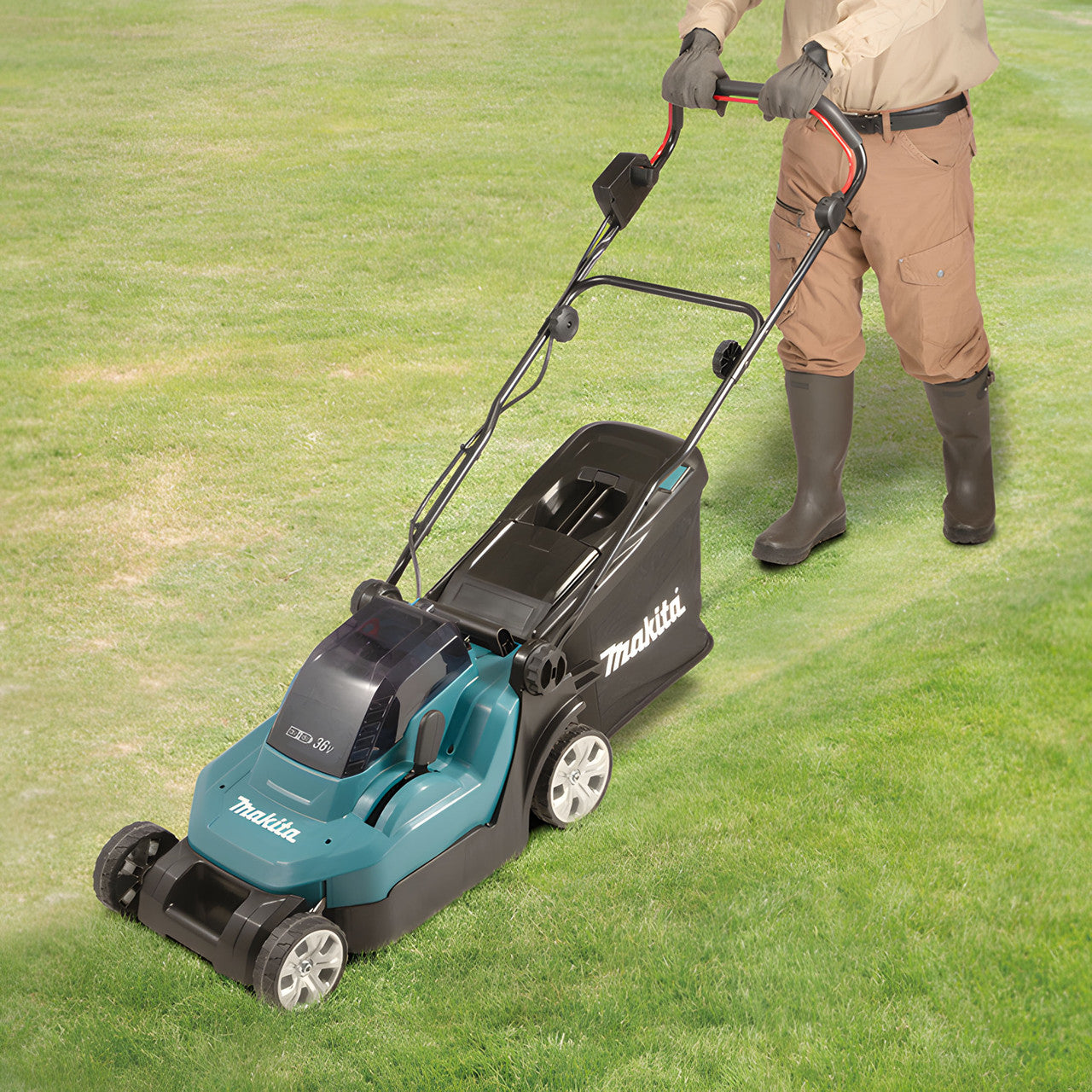 Makita 36V LXT Lawn Mower 2 x 5.0Ah Batteries Cut 38cm Capacity 40L DLM382PT2