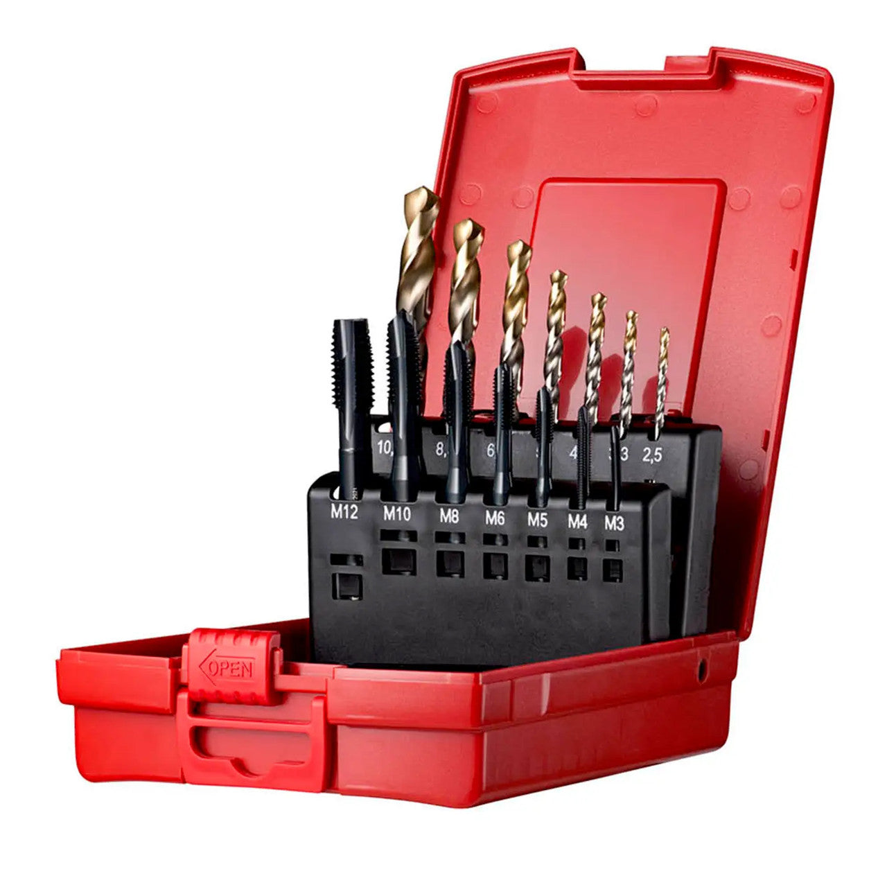 Dormer HSS Metric Drill & Tap Set 14 pc Taps M3 To M12 Plastic Cassette L113202