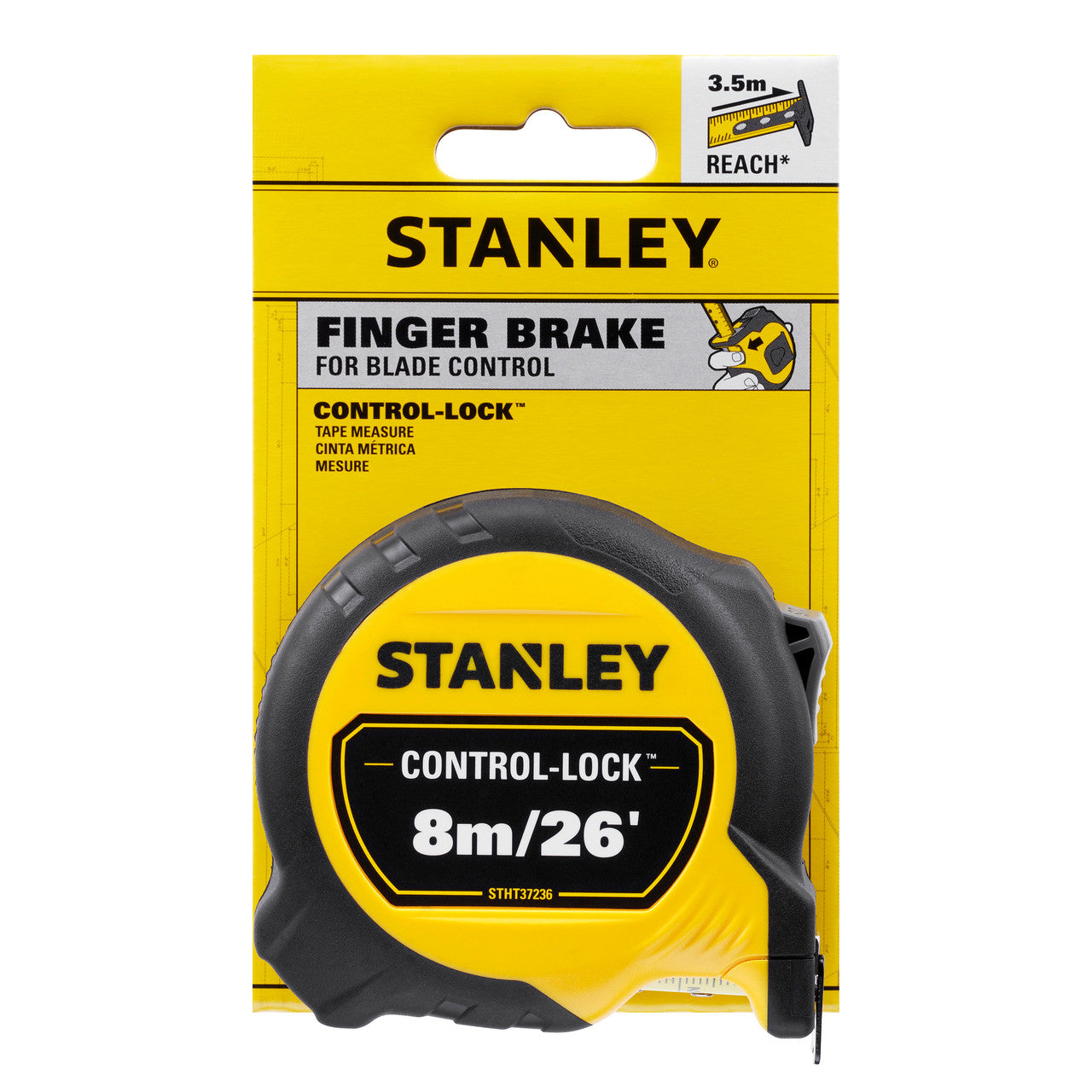 Stanley CONTROL-LOCK Tape Measure 26ft 8m Width 25mm MULTICATCH HOOK STHT37236-5