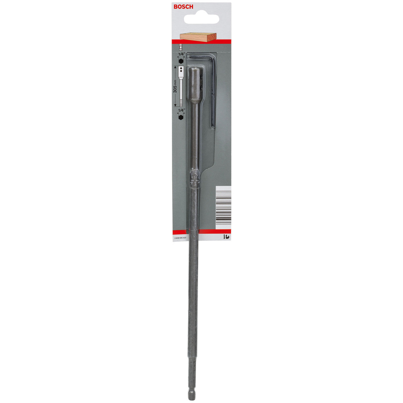 Bosch Self Cut Speed Flat Drill Bit Extension 400mm Shank 1/4" Hex 2608595423