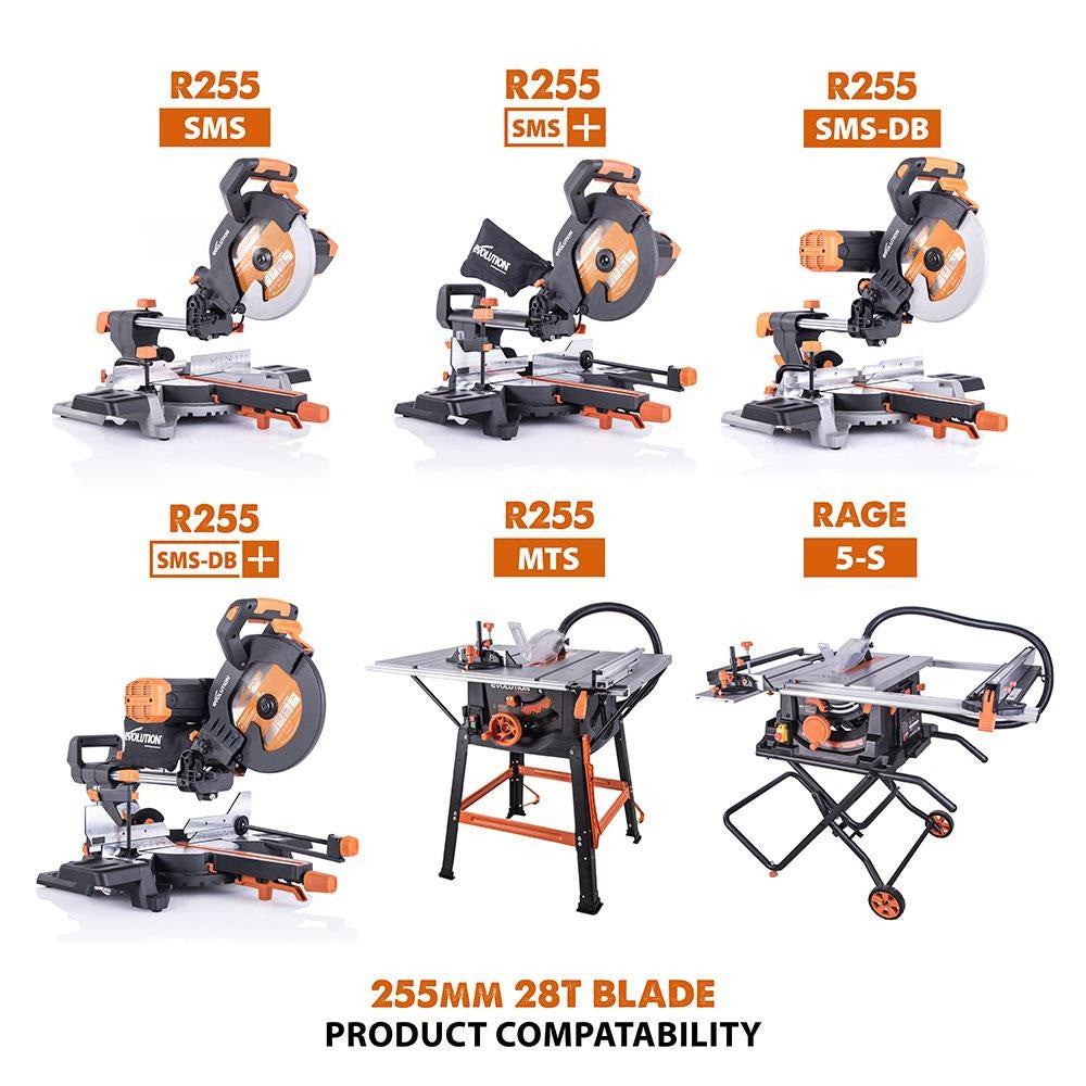 Evolution R255TCT-28MS Multi-Material Blade 255mm x 28T