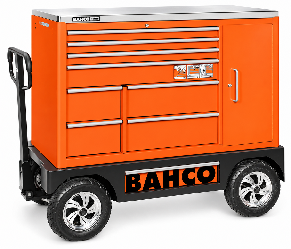 Bahco Tool Trolley 8 Drawers & Side Cab Workstation Big Wheels 53" 1475KXXL8CWTSS