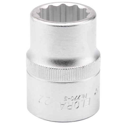 Elora 22mm 3/4"D Bi-Hexagon Socket Standard Length Chrome Plated 00707