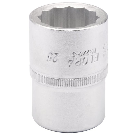 Elora 25mm 3/4"D Bi-Hexagon Socket Standard Length Chrome Plated 00731