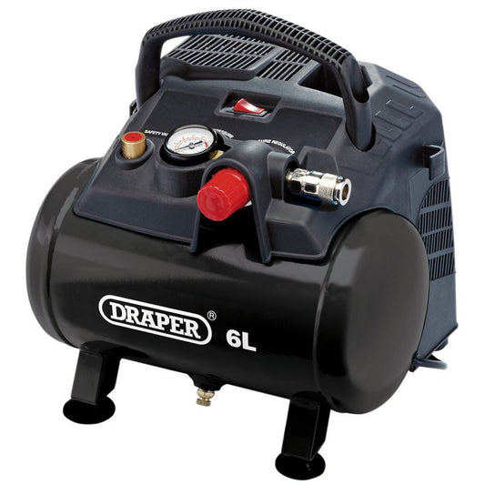 Draper Portable Air Compressor 6L Oil-Free 1.2kW/1.5hp 230V Weight 7.7kg 02115