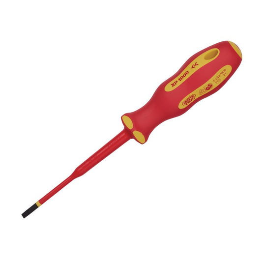 Draper XP1000 VDE Slimline Plain Slot Screwdriver 4.0 x 100mm 02160