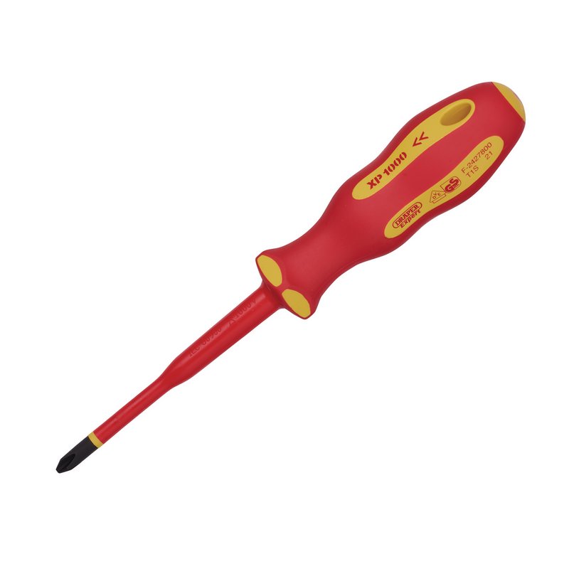 Draper XP1000 VDE Slimline Cross Slot Screwdriver No.2 x 100mm 02164