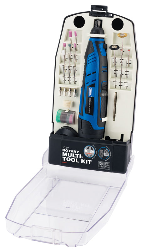 Draper 10.8V Power Interchange Rotary Multi-Tool Kit 1.5Ah Battery 50 Pc 02343