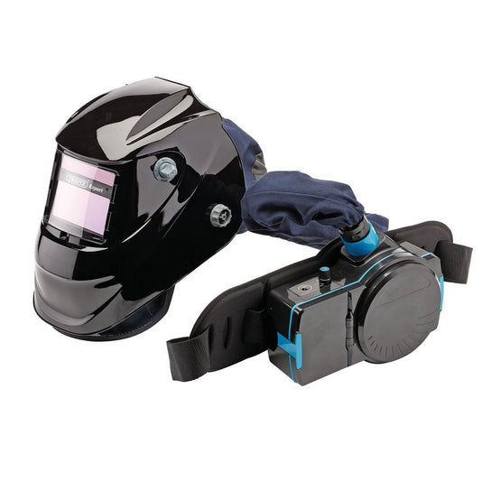 Draper Air Fed PAPR Auto Darkening Welding Helmet Black 12V 4.3Ah Li-ion 02518