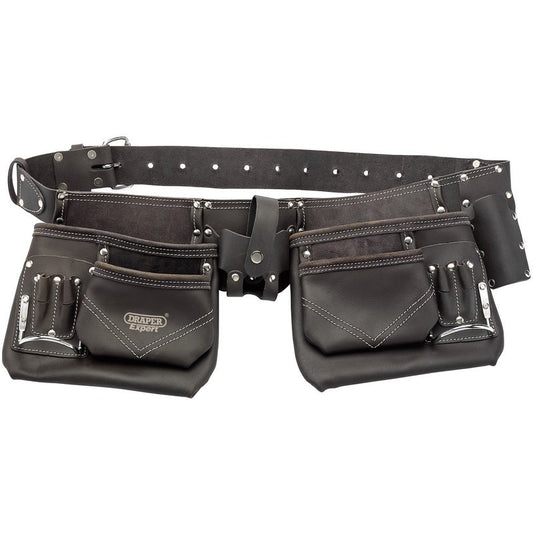Draper Double Pouch Tool Belt Oil Tanned Leather With 50mm Belt 03138