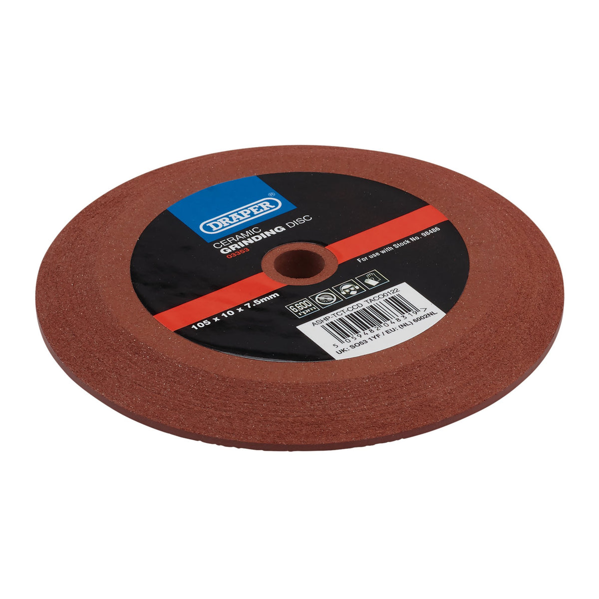Draper Ceramic Grinding Disc 105x10x7.5mm For Circular Saw Blade Sharpener 03353