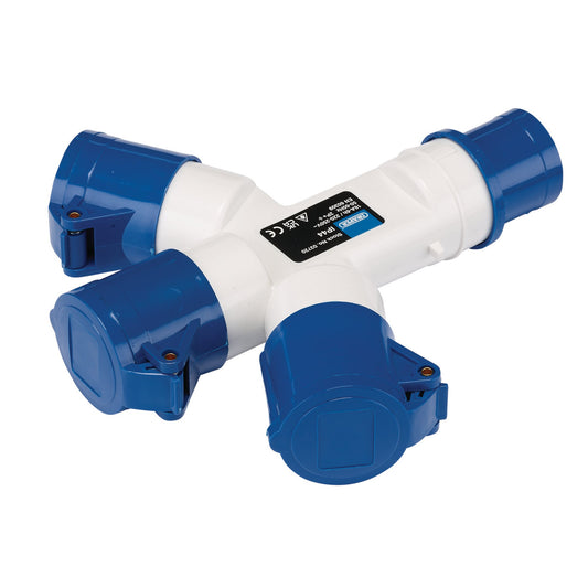 Draper 230V 3 Way Electrical Site Splitter Socket 16A Fits Transformers 03720