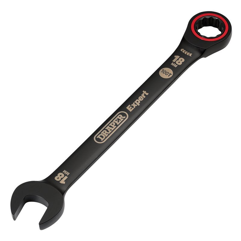 Draper Expert 18mm HI-TORQ Metric Ratchet Combination Spanner Black 03891