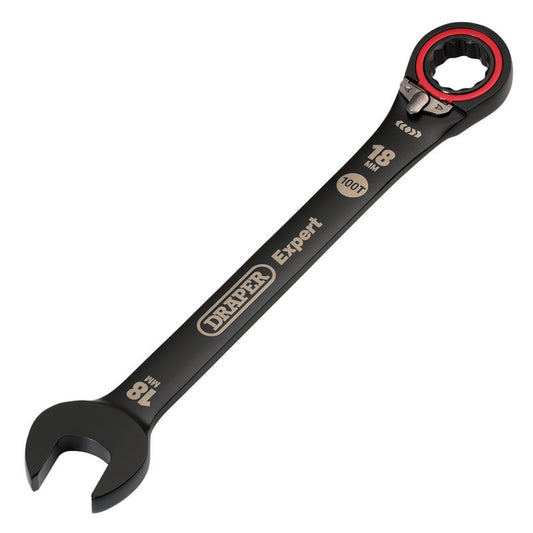 Draper Expert Metric Reversible Ratchet Combination Spanner 18mm Black 03908