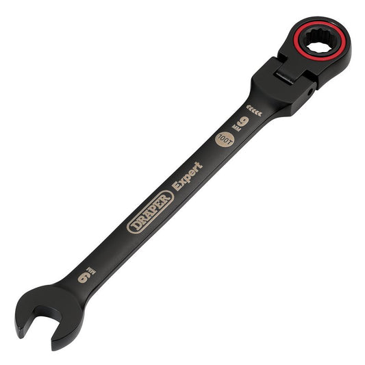 Draper Expert 9mm Metric Flexible Head Ratchet Combination Spanner Black 03915