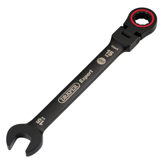 Draper Expert 15mm Metric Flexible Head Ratchet Combination Spanner Black 03922