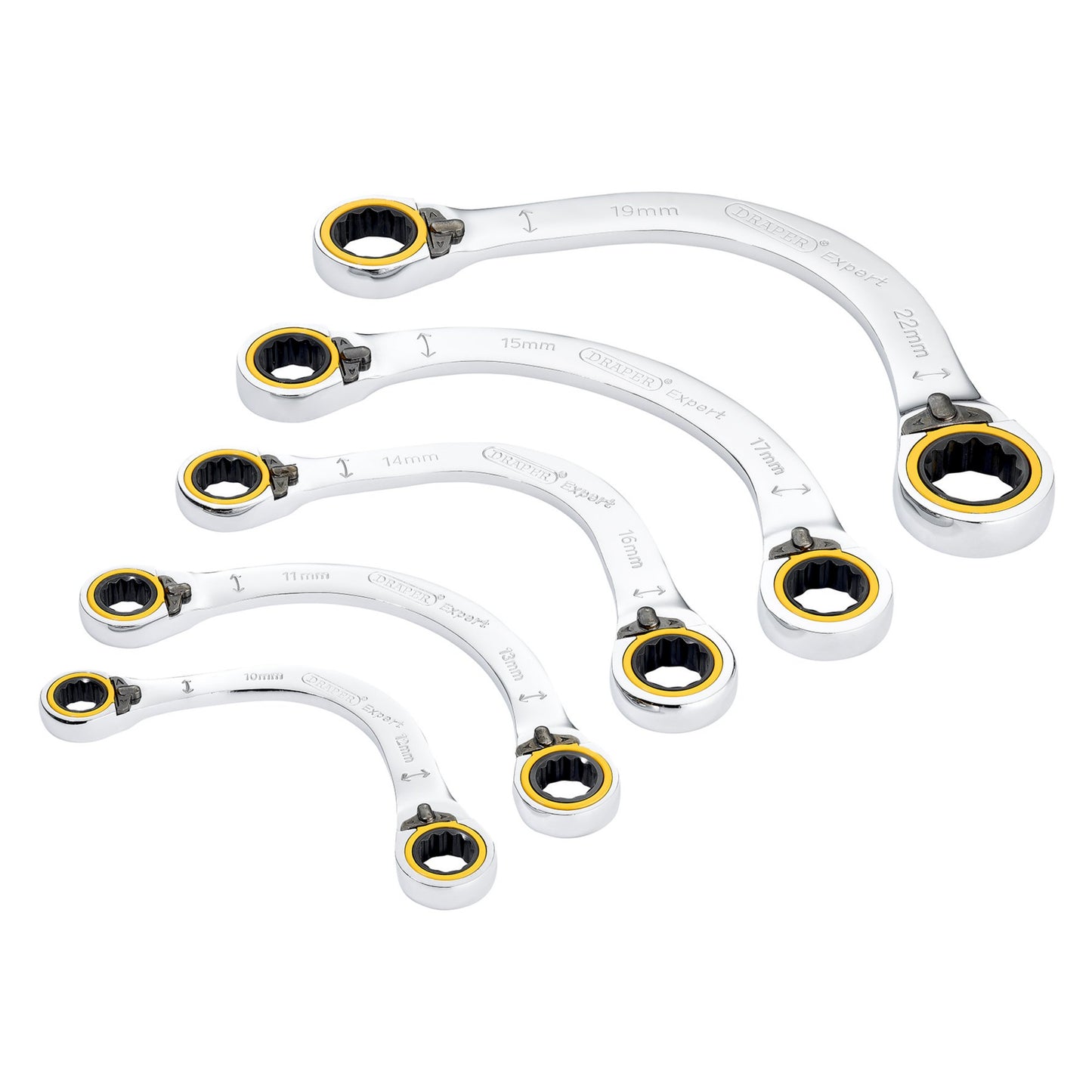 Draper Expert HI-TORQ Double Ring Half Moon Ratchet Spanner Set 5 Piece 03941