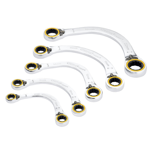 Draper Expert HI-TORQ Double Ring Half Moon Ratchet Spanner Set 5 Piece 03941
